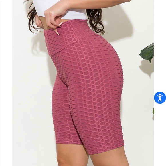 Active Wear Honeycomb Textured Bike Shorts - Picture 2 of 8